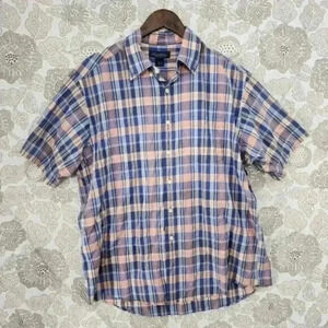 Brooks‎ Brothers Short Sleeve Button Down Men's Shirt L Plaid